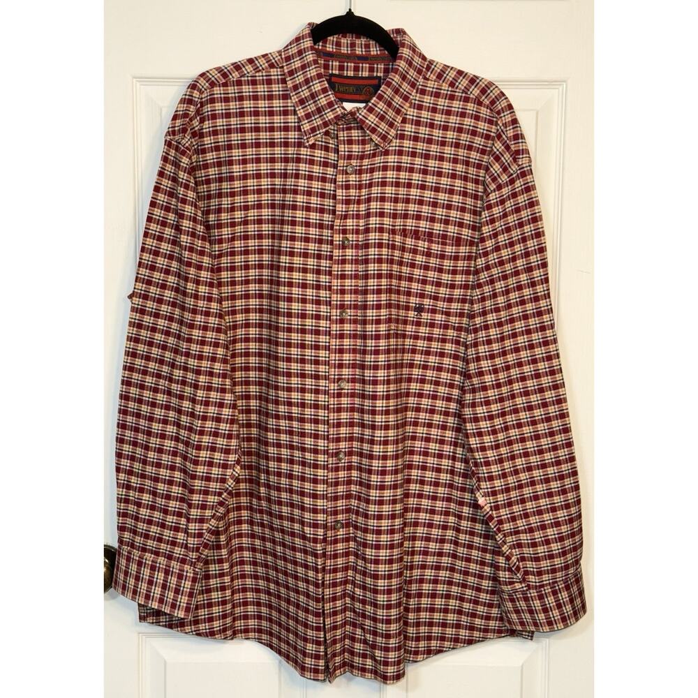 TwentyX By Wrangler Men’s Red Plaid Long Sleeve Button Up Shirt XXL‎ 100% Cotton